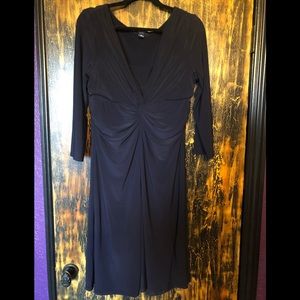 Chaps Navy Polyester Slip-on 3/4 Sleeve Dress